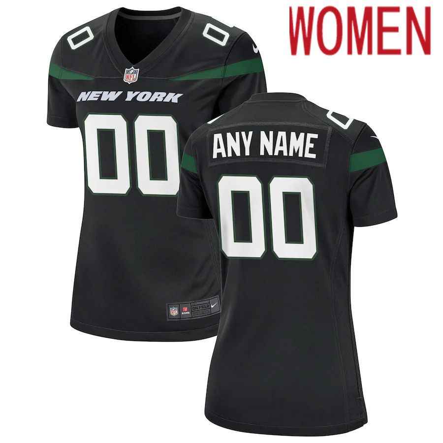 Women New York Jets Nike Stealth Black Alternate Custom Game NFL Jersey